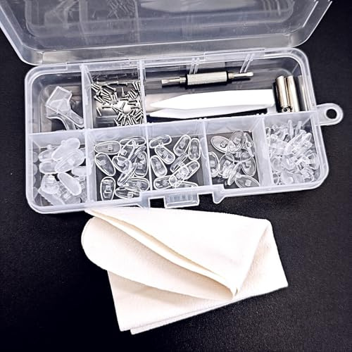JZK 35 Paar einschraubbare Silikon-Nasenpads für Brillen mit kleinen Schrauben und Mini-Schraubendreher, Brillenreparatur-Werkzeugsatz für Brillen und Sonnenbrillen