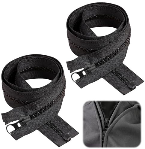2er-Pack teilbarer Reißverschluss 80 cm – Ersatz-Reißverschlüsse für Jacken, Kissen, Zelte & Taschen – Hochwertiger Zipper für Reißverschluss in Schwarz