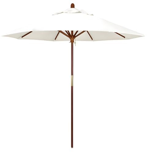 Ombrellone da Giardino Rotondo, Ombrellone da Esterno con Tela Impermeabile E Anti-Sole, Struttura in Legno, con Air Vent, Portatile, Senza Base(Beige)