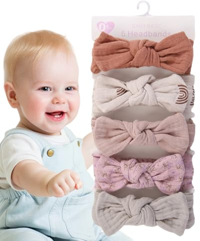 Huvudbands bågar för flickor, flickbågar och pannband | Baby pannband bågar | 7.1x1.4 tum hårband med knut, elastiska head wrap -tillbehör för daglig slitage