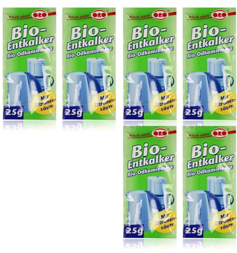 6x 25g Orofix Bio-Entkalker mit Zitronensäure, sanfte Entkalkung | Wasserkocher - Kaffeemaschinen - Anti-Kalk-Pulver - Kalklöser - langanhaltend - ohne Rückstände