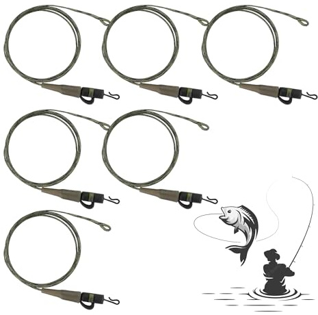 6 Stücke Angelzubehör Karpfen Zubehör 70cm 45lb Chod Rig Vorfach Leadcore Safety Lead Clip Haarmontage Karpfen Inline Helicopter Carp Ready Hair Fishing Rig Leader Zubehör Montage Pre Set