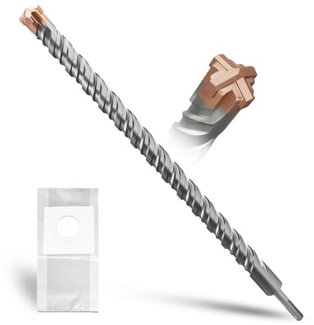 METOTY SDS Plus Hammer Drill Bit 25mm×460mm, with 4 Carbide Cutting Edges, Head with Coating, Masonry Drill, Hammer Drill, Concrete Drill, for Stone, Concrete, Natural Stone, Brick Wall