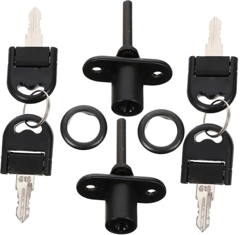 Outanaya 2Pcs Office Furniture Drawer Locks with Central Locking System Steel Cabinet Locks for Desk Easy Installation for Metal and Wood Includes Portable Folding Keys Black Random Key