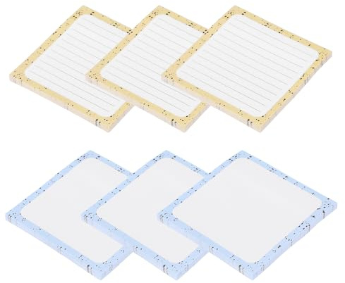 PATIKIL Haftnotizen Niedlich 3x3 6 Blöcke 300 Blätter Haftnotizen Selbstklebende s Notizzettel Mit Linien Für Klassenzimmer Büro Must-Have Zubehör Creme Blau/Creme Gelb