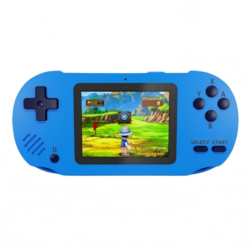 Console Portatile con 300+ Giochi e Supporto Espansione Schermo 3 LCD, Batteria Ricaricabile, Download Giochi Illimitati Regalo per Bambini e Adulti (Blue)