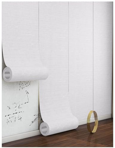 APMOE Papier Peint Lin, 5mm Rouleau Isolant Thermique Autocollant, Papier Peint Adhésif Revetement Mural Résistant à L'humidité Isolation Thermique Coussin Mural pour Cuisine/Salon(Blanc)