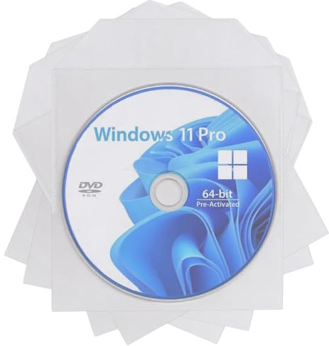 Body-Plus 100PCS Clear Plastic CD sleeves Blu-ray Covers – 80 Micron CD Plastic Sleeves - Transparent DVD Sleeves Wallet Envelopes for Disc Protection & Easy Storage