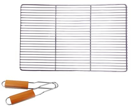 ChellexX® Grillrost Edelstahl rund und rechteckig 54x34, 58x30, 60x40, 67x40, Ø44,5, Ø44, Ø54,5 mit Griffen oder ohne Griffe (58x30cm mit Griffen)