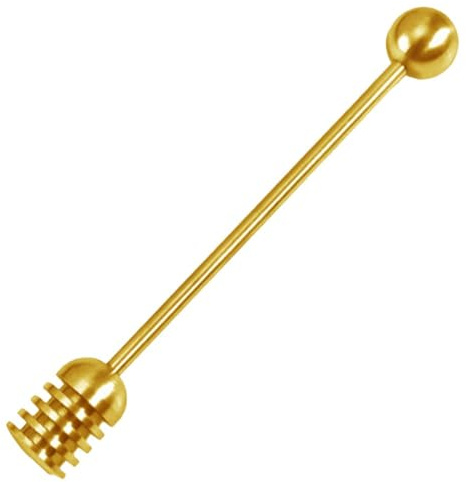 Cuchara de acero inoxidable 304 para rociar y remover miel, jarabe, café y cócteles con elegante acabado dorado, apta para lavavajillas