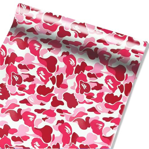 Self Adhesive Thicker Pink Camo Drawer Liner Contact Paper Peel and Stick Wallpaper Vinyl Film Decorative Shelf for Bedroom Shelves Cabinets Dresser Table Furniture Walls Decal 17.7X78 Inches