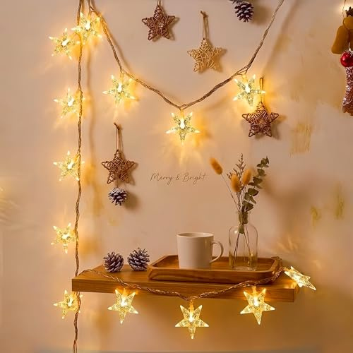 HHMTAKA Warm White Star String Lights 3m 20LED USB Fairy Lights for Christmas Wedding Mother's Day Anniversary Decor, Indoor Decorative String Lights