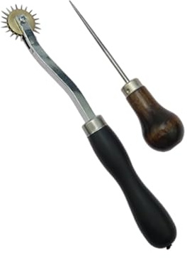 Artibetter Ruota Strumento Pratico e Facile da Usare Overstitch in Metallo Denti per Cucito su Carta e Pelle Manico in Legno per Artigianato e Sartoria