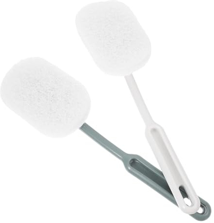 2pcs Brush Replaceable Cleaning with Heads Bathroom for Bathtub Toilet | Pp Handle, Scouring Pad Contact Surface, Removable Heads, Bathroom Use, White Finish, 2 Piece Set