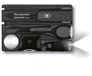 Victorinox, coltellino svizzero Swiss Card Lite (13 funzioni, luce LED e lente di ingrandimento), nero transparente