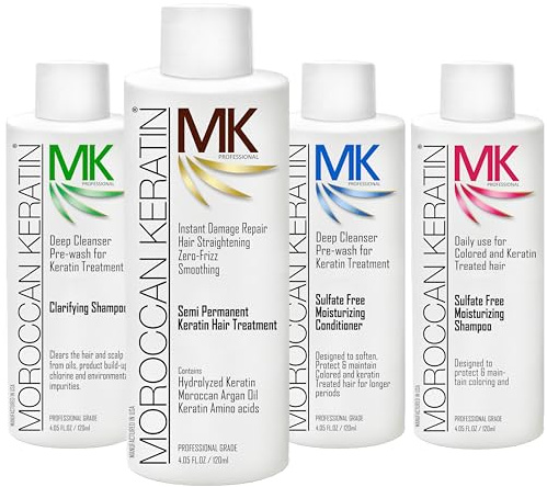 MOROCCAN KERATIN New Look. Keratin Hair Treatment Straightening Brazilian Complex Blowout SET 120ML x4 Professional Results Salon or Home Formaldehyde-Free