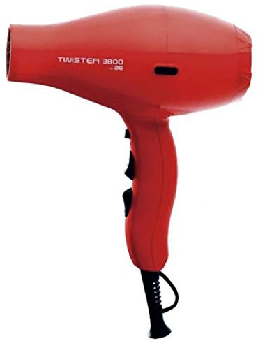 Asuer Group Secador de pelo Twister 3800 Ionic 2100W - Secador profesional iónico turmalina cerámica, color rojo - Incluye difusor y 2 boquillas | 3.000.000 iones/seg/cm³