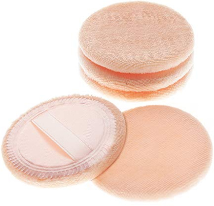 5x Powder Puff, Applicator Cotton Round Makeup Powder Sponge, Air Cushion Puff with Ribbon, Face Powder Puffs for Loose and Foundation,3.15 inch (Orange)
