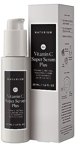 Naturium Vitamin C Super Serum Plus, Smoothing Face Care, plus Retinol, Hyaluronic Acid, Niacinamide & Salicylic Acid, 1 oz