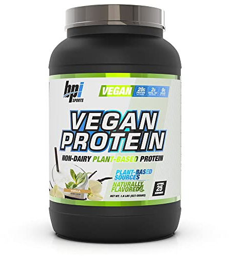 BPI Sports Vegan Protein - Non-Dairy Plant-Based Vegan Friendly Zero Sugar Vanilla