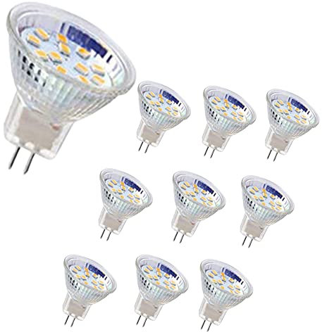 MODOAO Confezione da 10 lampadine a LED MR11, GU4 con base bi-pin, lampadine alogene da 5 W 12 V DC/AC, luce bianca calda (3000 K)