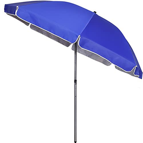 Pincho Parasol de Jardín/Playa Ø 2.4 m, Sombrilla de jardín con UPF 50+, Inclinable, Portátil y Resistente al Viento (Color : Bleu)