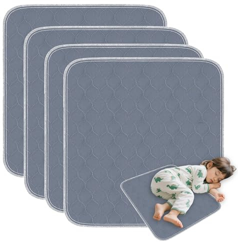GRUENERDE 4er Set Waschbare Inkontinenz Sitzauflage wasserdichte Stuhlauflage Hochabsorbierende Langlebige Stuhlunterlage für Sessel Stühle Rollstuhl 54x56cm Grau