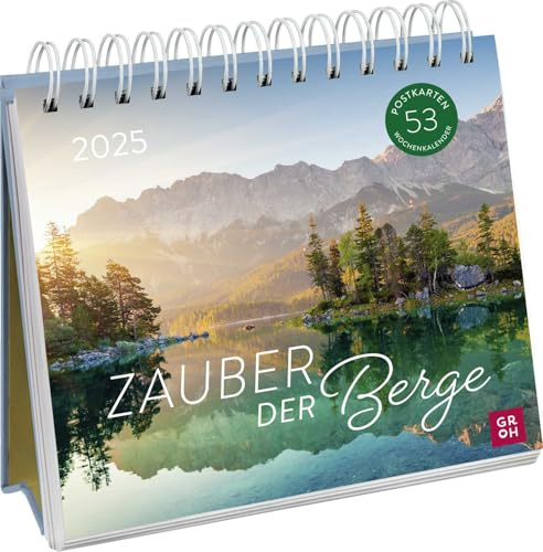 Calendario de postales 2025: La magia de las montañas: calendario semanal para colocar, calendario de mesa con espiral y 53 tarjetas postales para separarse