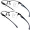 SKYOAK 2 Pack Premium Quality Progressive Multifocus Half Frame Reading Glasses for Men, No-Line Blue Light Blocking Computer Readers Multifocal Eyeglasses with TR 90 Temples, 2.5x