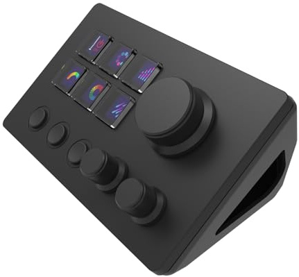 Plyisty Studio Deck with Knobs, Stream Controller Trigger Actions in Apps Software for OBS for Twitch for YouTube, Custom Console for Photo and Video Editing, Live Streaming (Black)