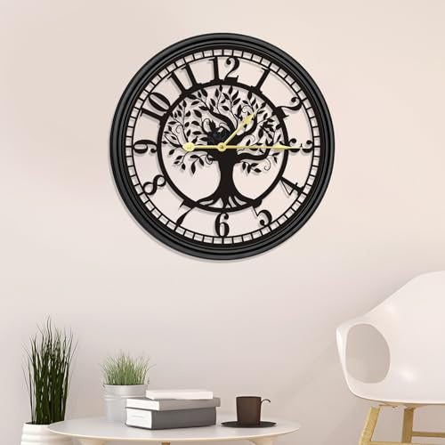 GEXHSRGD Orologi da Parete Grande Senza Ticchettio, Orologio dell'Albero della Vita, Orologio da Parete da 40 Cm a Batterie, Arredamento Casa di Stile per Soggiorno, Ufficio, Studio - Numeri Arabi