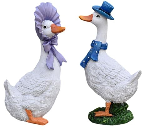 MagiDeal Lot de 2 figurines de canards décoratifs, sculptures animales créatives pour la décoration intérieure et extérieure (balcon, terrasse, etc.).