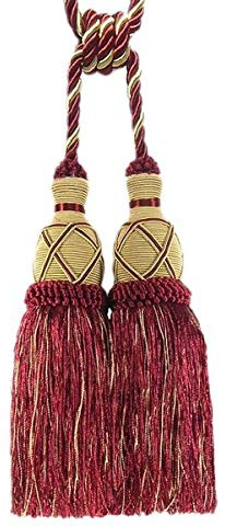 Mosel Avenue Art & Gobelin Studio Raffhalter Quaste 20 cm mit Kordel 60 cm Farbe Rot & Gold Gardinenhalter Quaste Raffhalter Halter für Gardinen Jugendstil