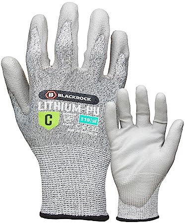 Blackrock Lithium-PU Cut Resistant Safety Gloves | ISO Cut Level C Protective Work Gloves With PU Palm Dry Grip EN388 4X44C 13 Gauge Liner - Size 10/XL