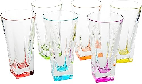 RCR Cristalleria Italiana S.p.a. Linea Fusion | Bicchieri da Acqua e Cocktail in Vetro Moderni Colorati Set 6 Bicchieri di Cristallo da 38 Cl