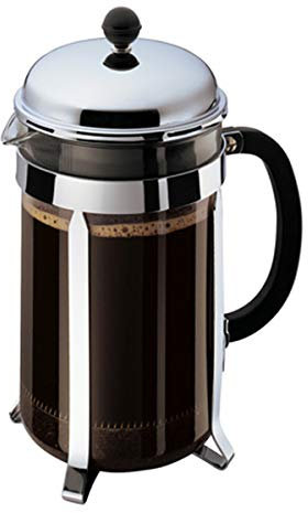 Bodum French Press Chambord - 1,5L / 12 Cup Silver Coffee Maker - Heat-Resistant & Stainless Steel Filter - BPA-Free Dishwasher Safe Cafetiere - Made in Portugal