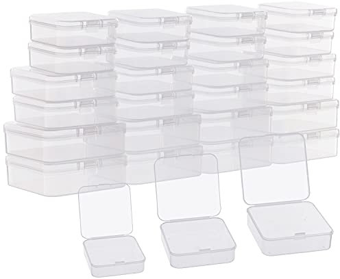 BELLE VOUS Kleine transparente Kunststoffboxen mit Klappdeckel (27 Stück) – klein, mittel & groß – Mini-Kunststoffbox für Pillen, Perlen, Schmuck & Zubehör