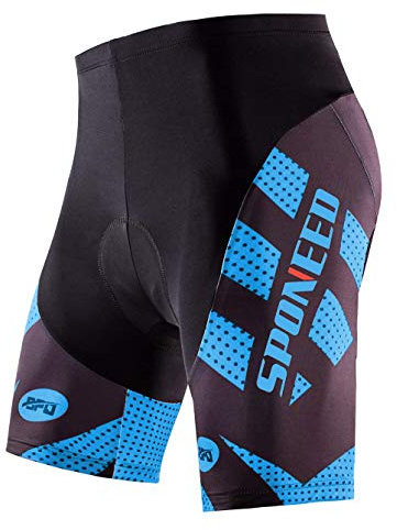 sponeed Men Padded Cycling Pants for Bicycle Gear Road Biking Ride 4D Padding Cycle Shorts US M Blue