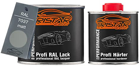 TRISTARcolor RAL 7037 Staubgrau matt 2K Autolack 0,75 Liter / 750 ml Dose inkl. Härter