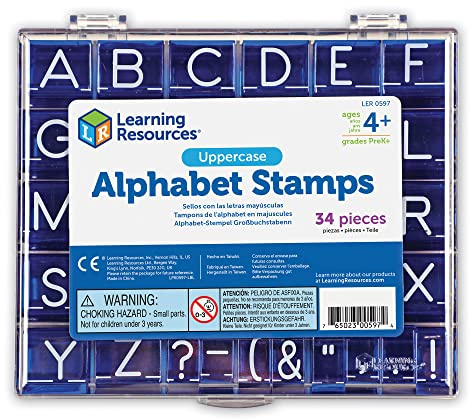Learning Resources- Sellos de Las Letras del Alfabeto en mayúsculas, Color Azul (LER0597)