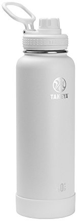 Takeya 51002 Actives Insulated Stainless Steel Water Bottle with Spout Lid, 18/8 Food Grade, Arctic
