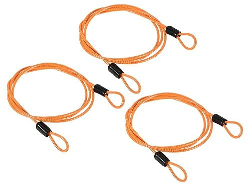 PATIKIL Säkerhetskabel 2,5 mm x 1 m/3,3 fot, 3-pack belagda bagagelås vajer med dubbel ögla, klar orange