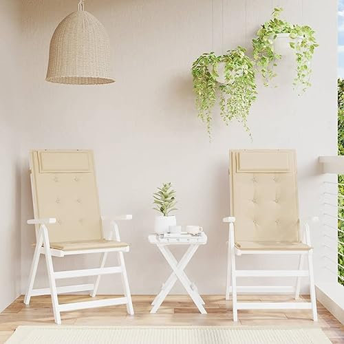 Annlera 2 STK. Hochlehner-Auflagen Beige Oxford-Gewebe Stuhlauflagen Hochlehner Sitzauflagen Hochlehner Gartenstuhl Auflage Gartenstuhl-Kissen Sitzauflage Stuhl Gartenmöbel Auflagen