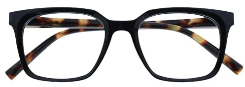 OPULIZE KOI Lunettes de Lecture - Large Monture Rectangulaire Élégante - Coloris Noir - Hommes Femmes - Charnières à Ressorts - R50-1 - +2.50