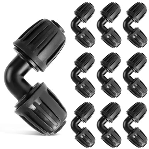 Micro-Drip-System Lot de 10 raccords en L pour tuyaux d'arrosage de 1/2 coudés à 90° pour arrosage de jardin, système d'irrigation, connecteur d'angle pour le changement de direction du tuyau de pose
