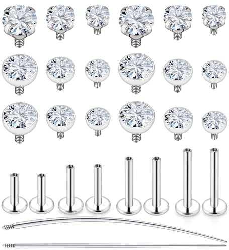 Uqnwbdq 16G Lip Labret Medusa Monroe Ring Stud Piercing Jewelry 16 Gauge Surgical Stainless Steel Silver Flat Back Tragus Helix Cartilage Conch Ear Earring Stud Bar Ring Piercing Jewelry Women Men