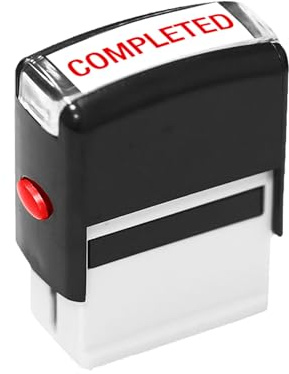 Onperpoe Self-Inking Rubber Stamp - Refillable Red Ink Label for Home, School and Office (Completed)
