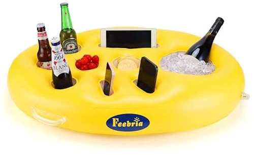 Aufblasbarer Getränkehalter 8 Löcher Große Kapazität Floating Getränkehalter Pool Aufblasbar Poolbar Aufblasbar Pool Getränkehalter Schwimmender aus transparentem Material für Poolpartys, Strand