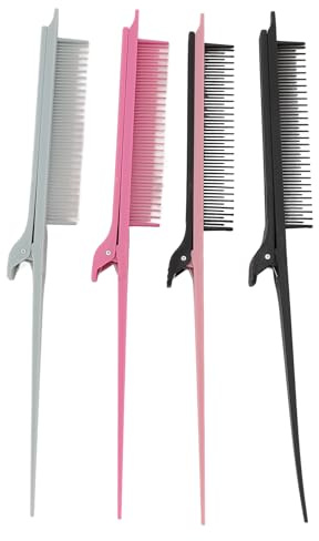 Slingkam med klämma Professionell hårstylingkam för salong, frisör, barberare, stylister, 4 färger, plastkam, set med 4
