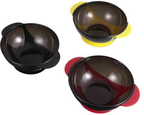 ELAYARD Cuencos para Teñir el Cabello 3 Unidades Colores Negro Rojo Amarillo Tazones para Mezclar Tinte Peluquería Uso Profesional y Doméstico
